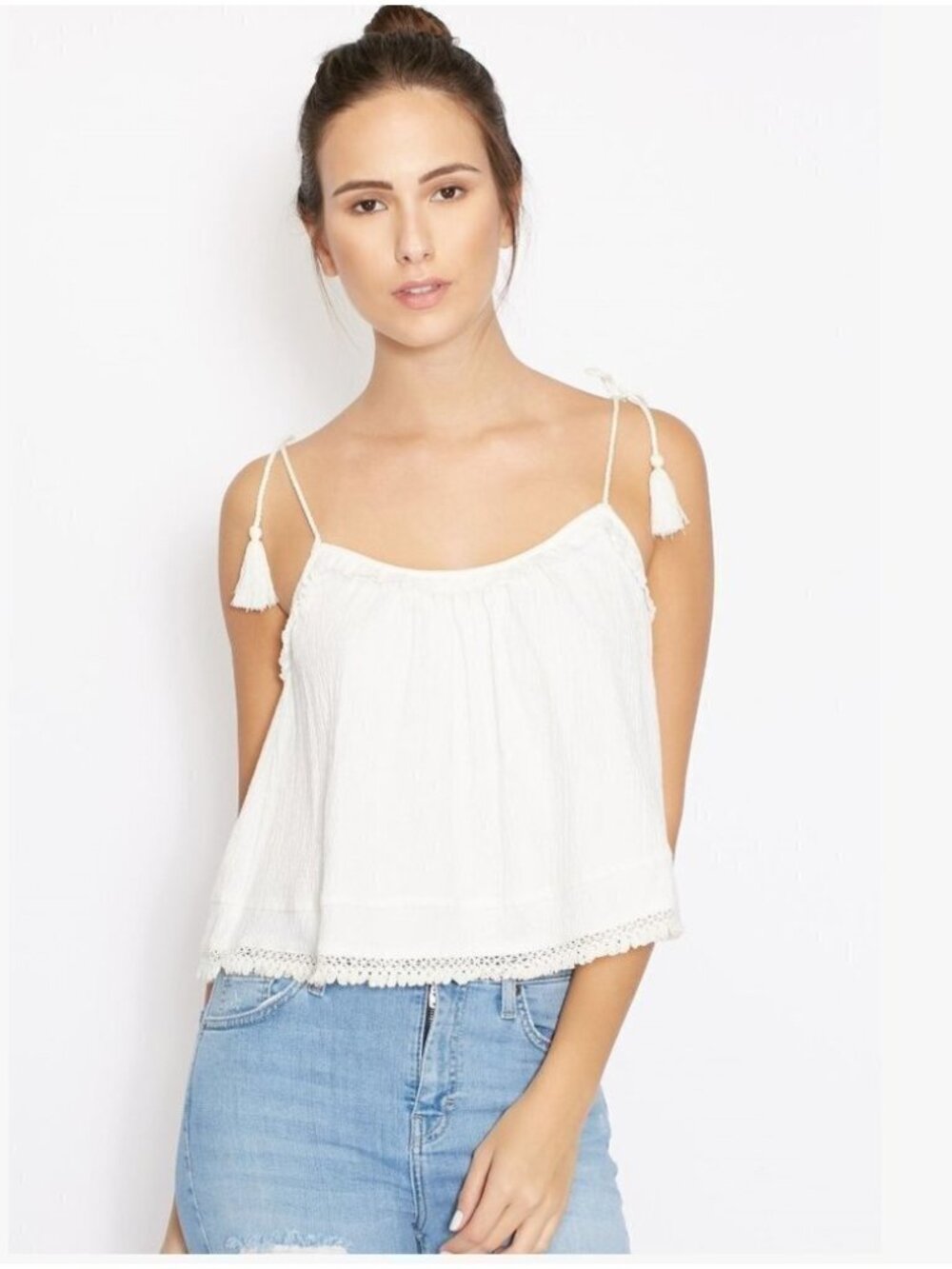 GYPSY Top shop tassel tie strap crepe
